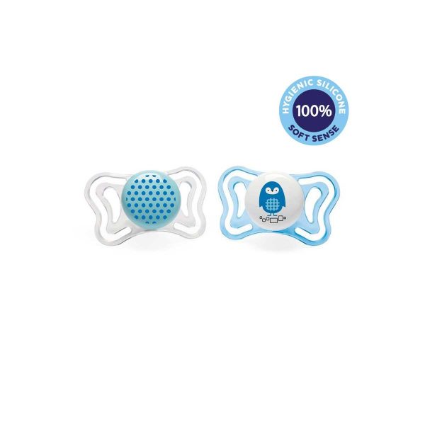 CHICCO Cumlík Physio Light silikónový 2-6m chlapec - bodky/tučniak 2 ks