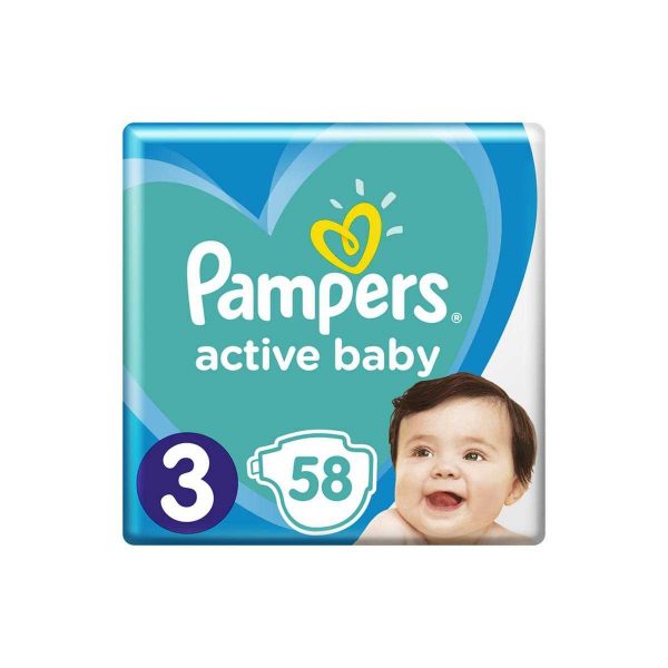 PAMPERS Active Baby jednorazové plienky veľ. 3, 58 ks, 6-10 kg